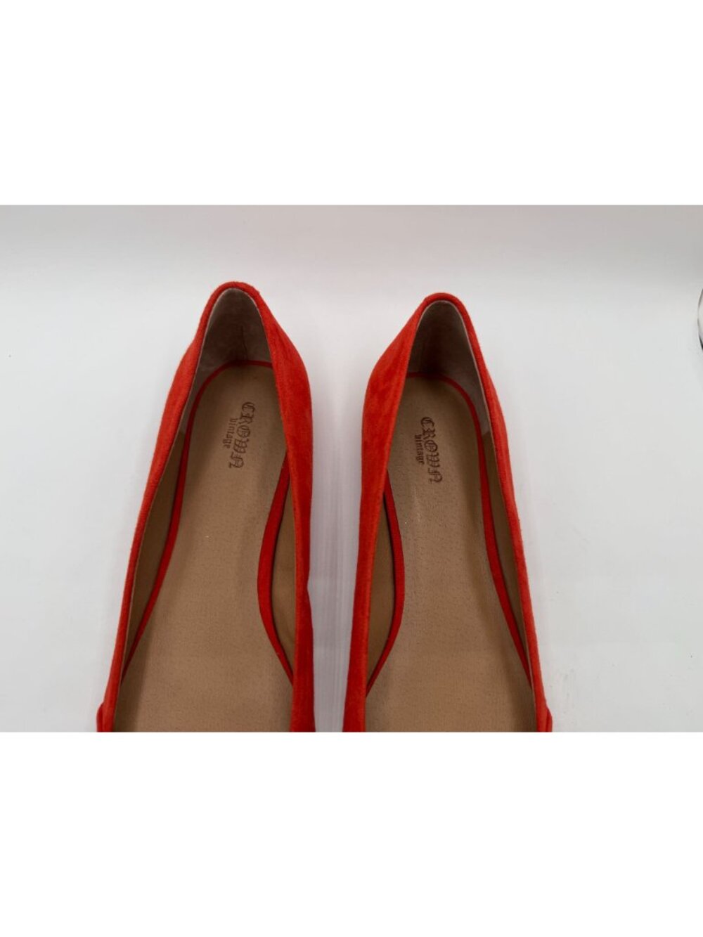 Crown Vintage Noelle Ballet Flats Women Size 10M Orange Suede Pointe Toe Shoes - Picture 4 of 15